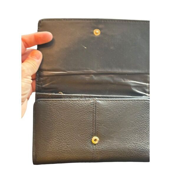 Rampage Black Faux Leather Wallet With Gold Zippers & Snap Closure 7.5" x 4.5" * - Picture 3 of 11
